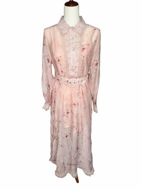 Women's Dream Catcher Floral Maxi Dress Size 40/ US8 Pink Beige